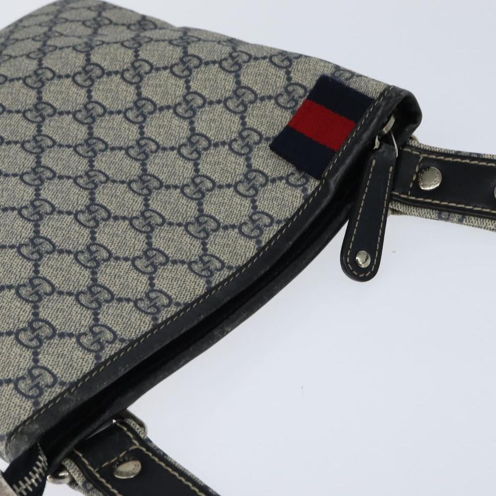 GUCCI GG Supreme Sherry Line Shoulder Bag PVC Navy Silver 246413 Auth 150735 - Picture 6 of 16